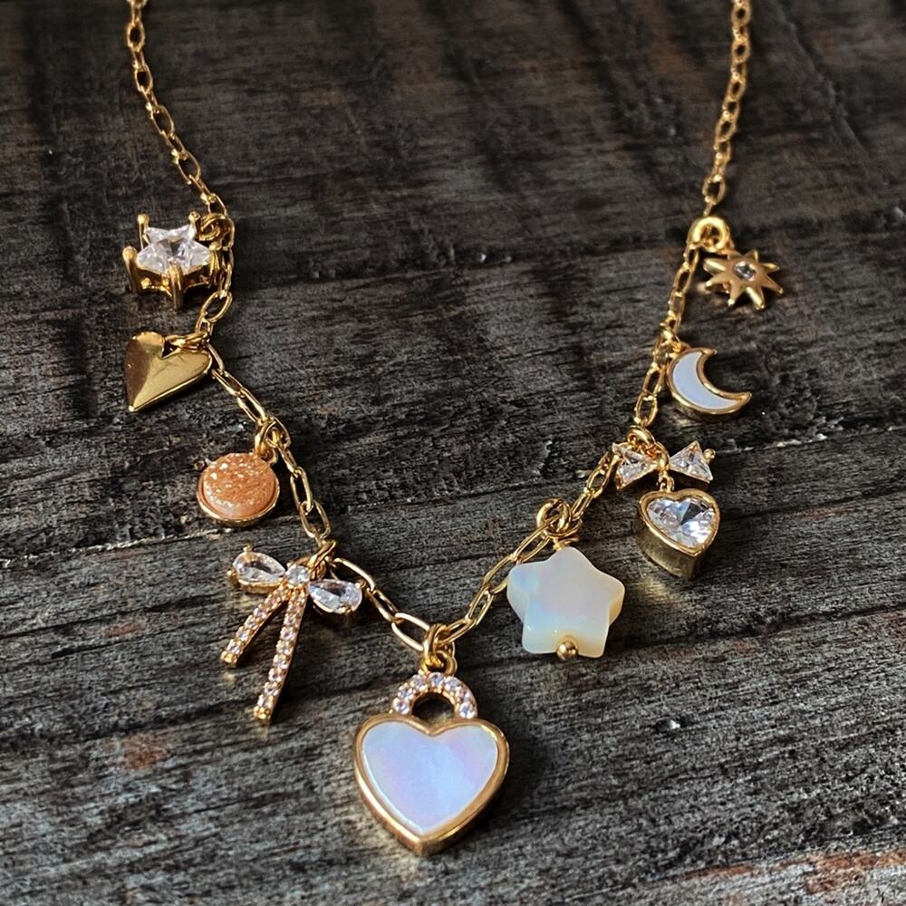 NEW FP x Luna Norte Mother Of Pearl Charm Layering Necklace - Picture 7 of 8